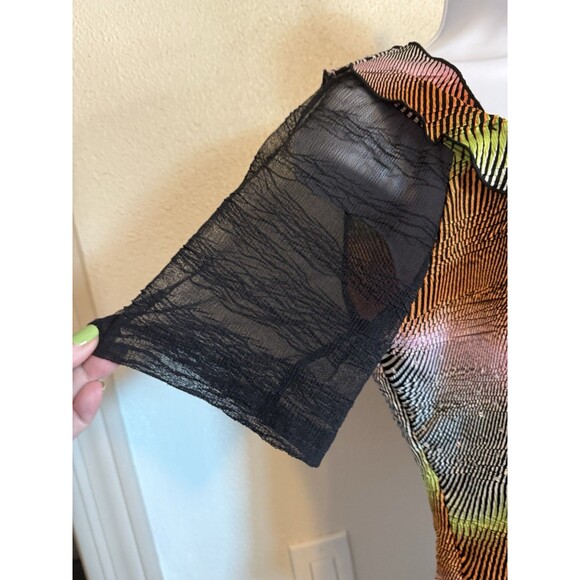 Womens Vibrant Shimmery Sequins V neck  Stretchy Top  S/M - Picture 3 of 5